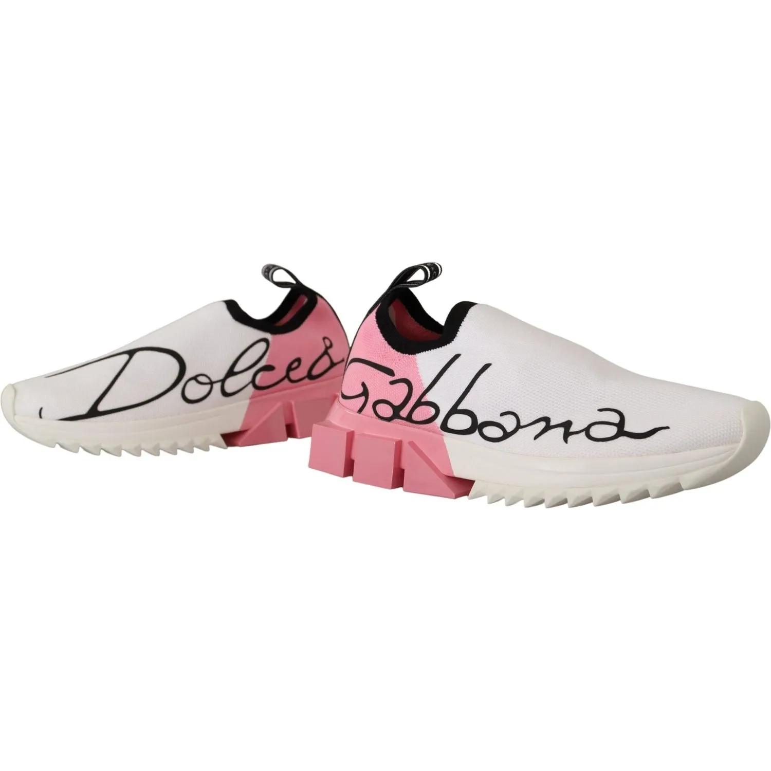 Dolce & Gabbana Elegant Sorrento Slip-On Sneakers in White & Pink