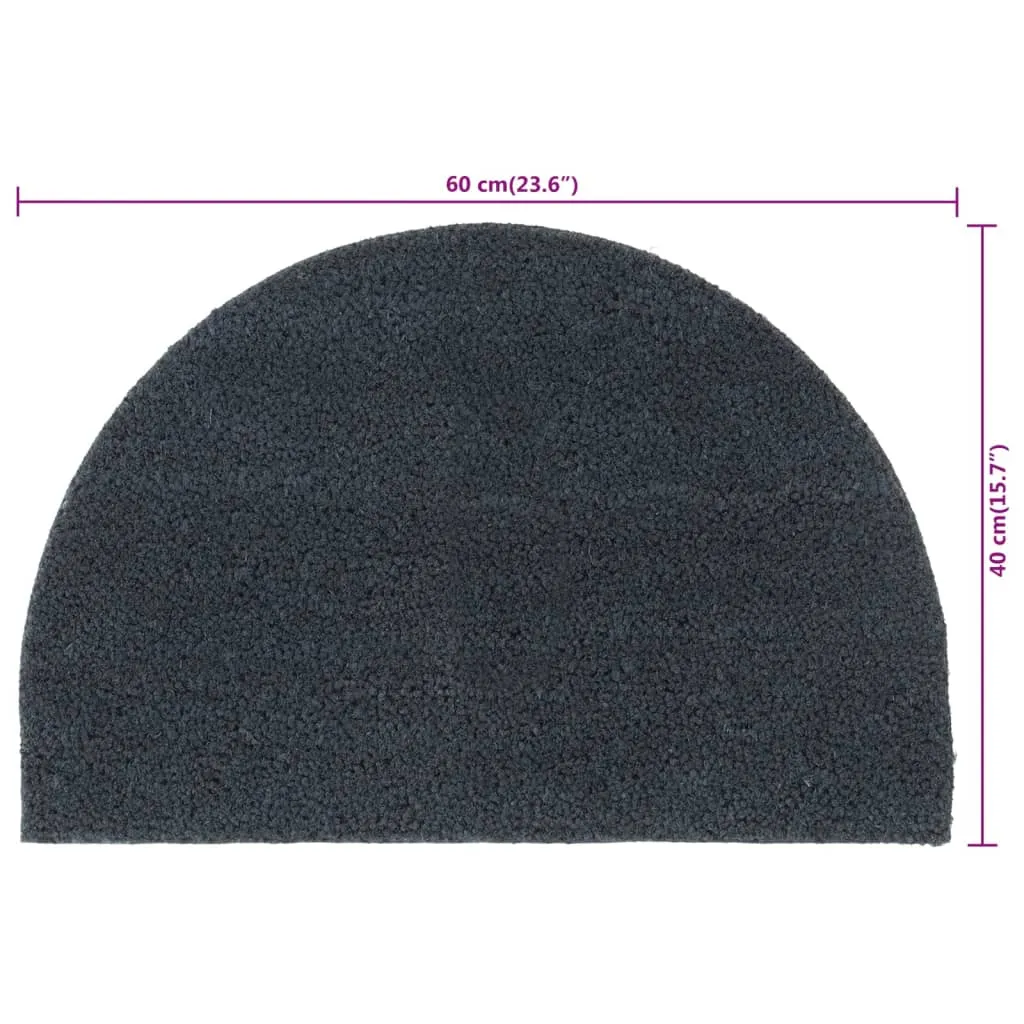 Door Mat Dark Grey Half Round 40x60 cm Tufted Coir