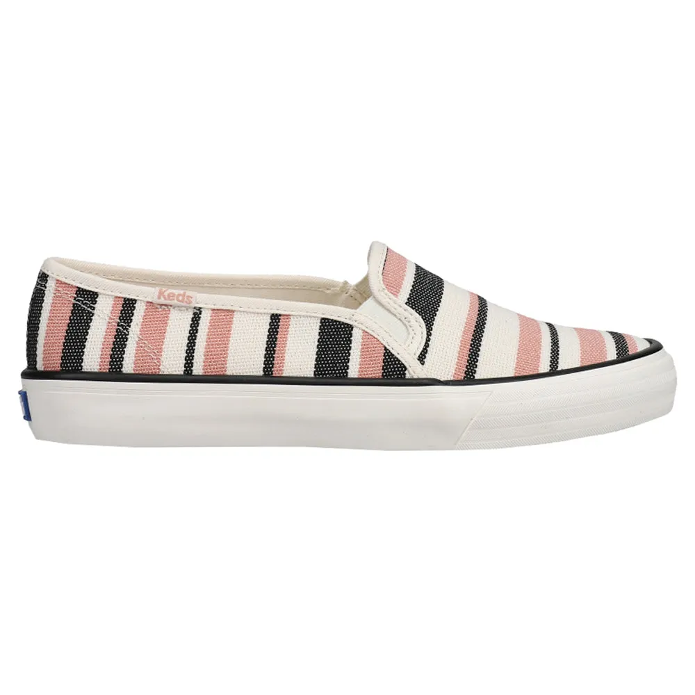 Double Decker Striped Print Slip On Sneakers