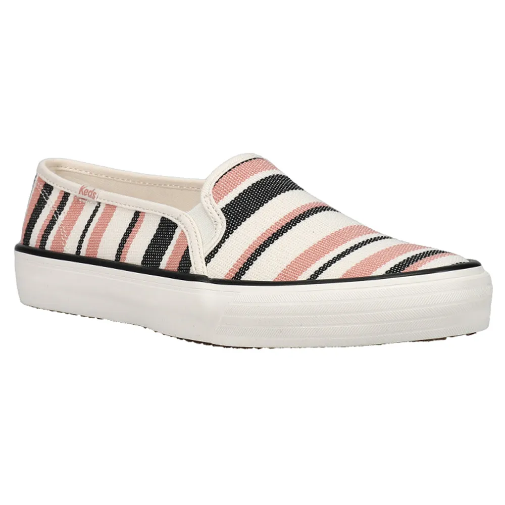 Double Decker Striped Print Slip On Sneakers