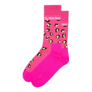 Dr Martens Bright Pink Leopard Low Socks