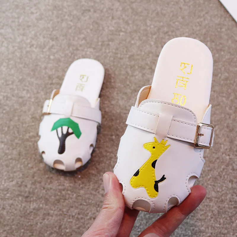 Dunnmall Girls' Slipper  Summer New Korean Princess Cartoon Beach Outdoor Casual Shoes Flat Closed Toe Slippers