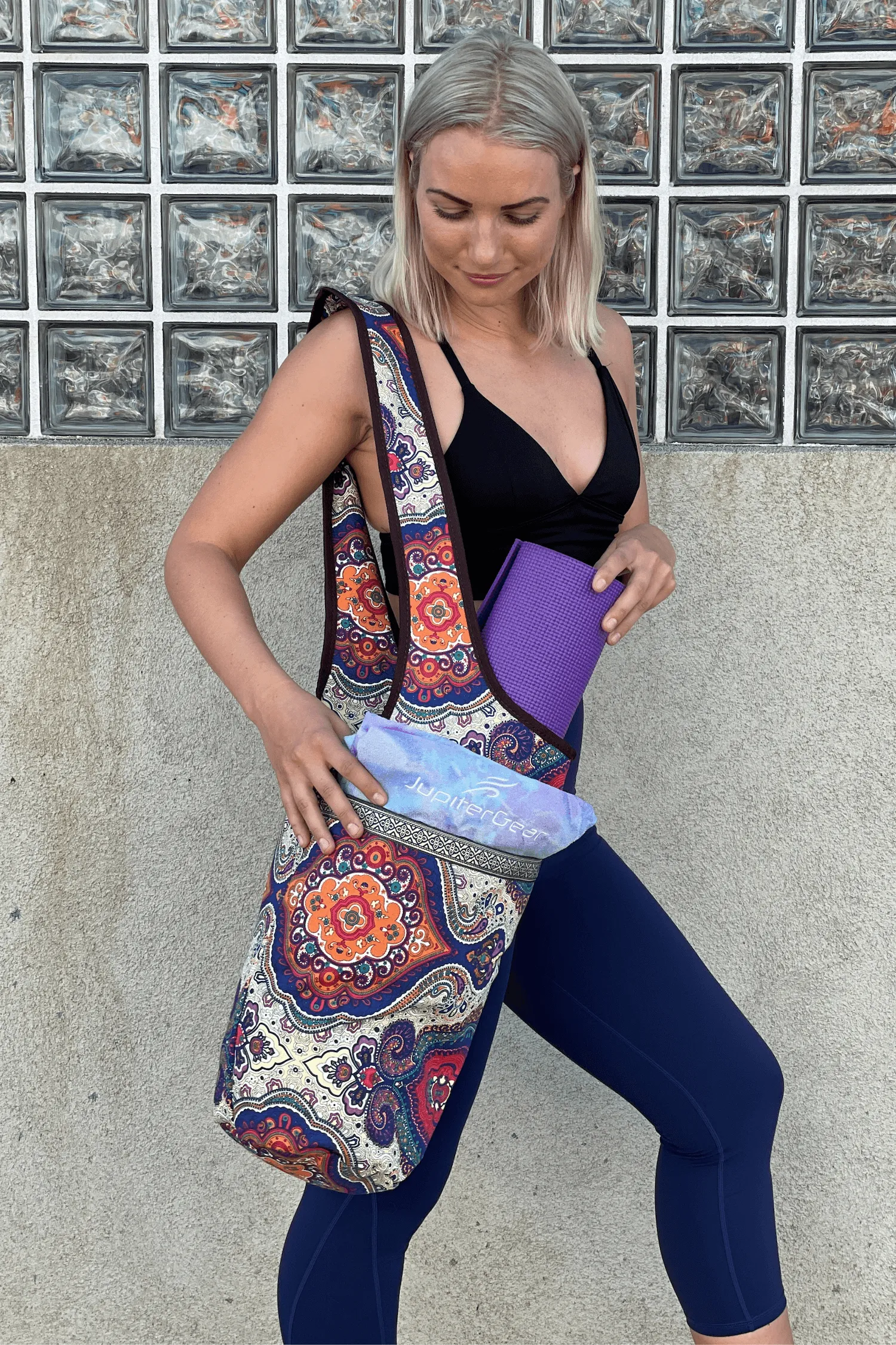 Exercise Mat Tote Bag with Large Pockets