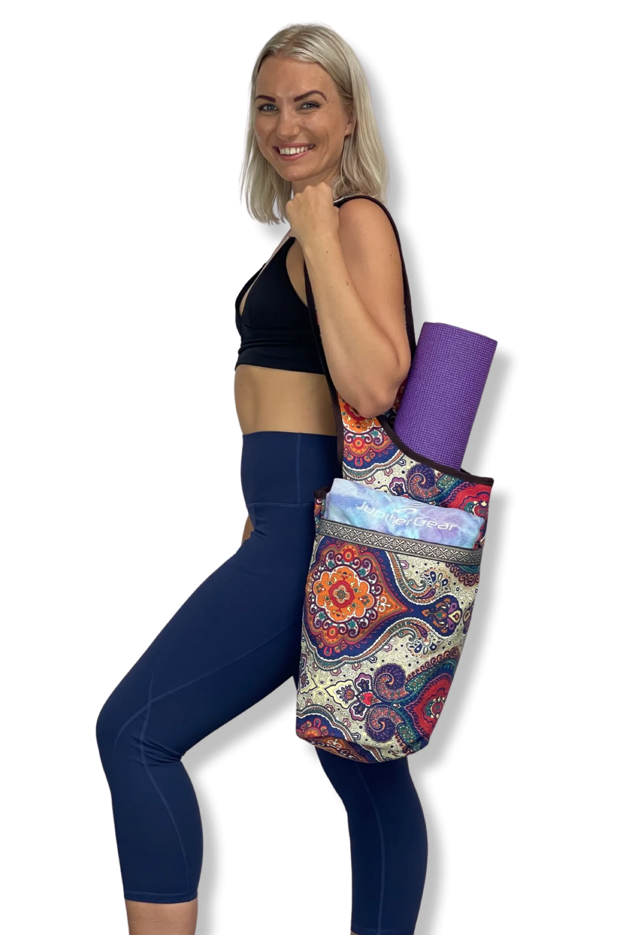 Exercise Mat Tote Bag with Large Pockets