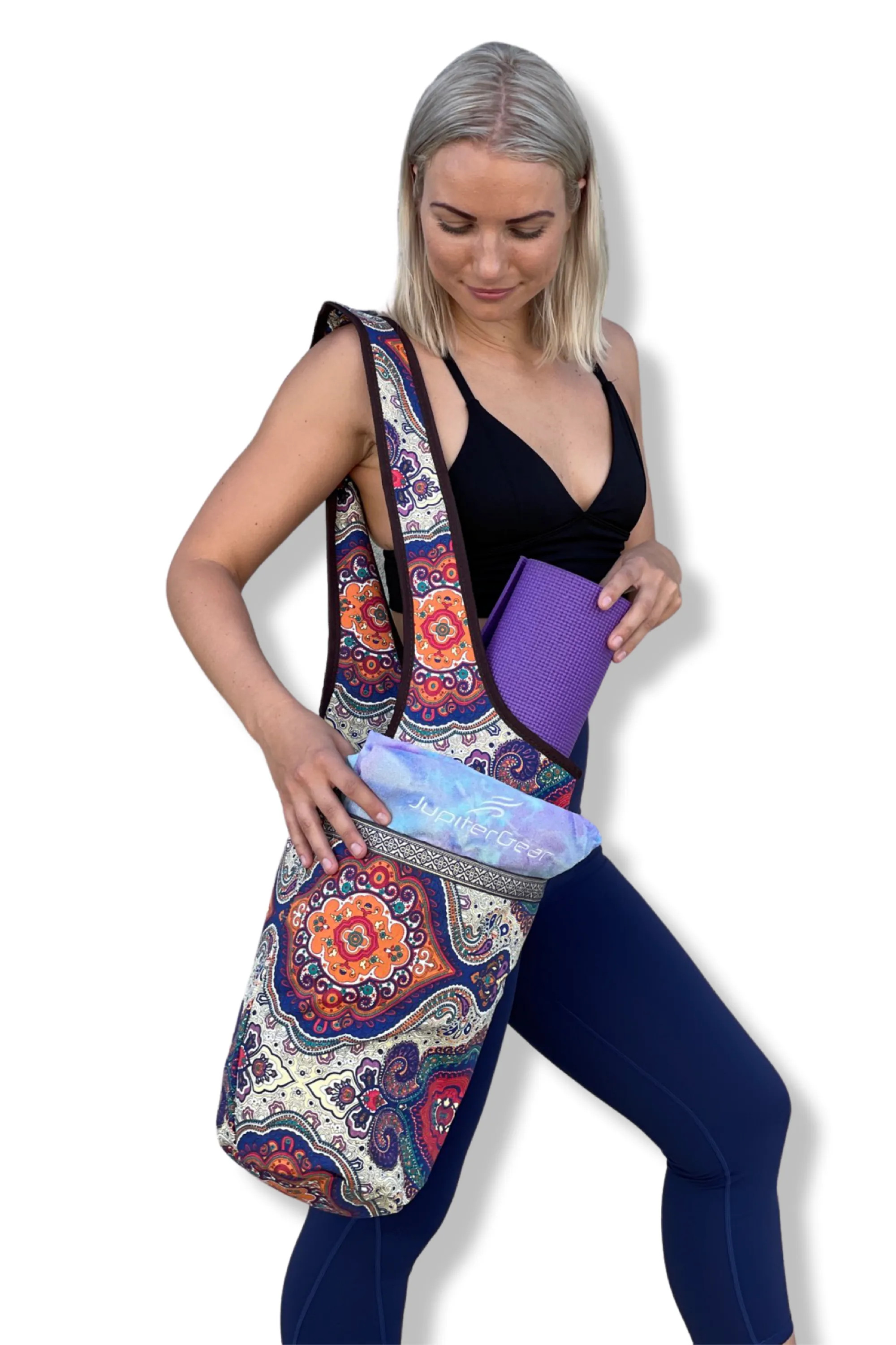 Exercise Mat Tote Bag with Large Pockets