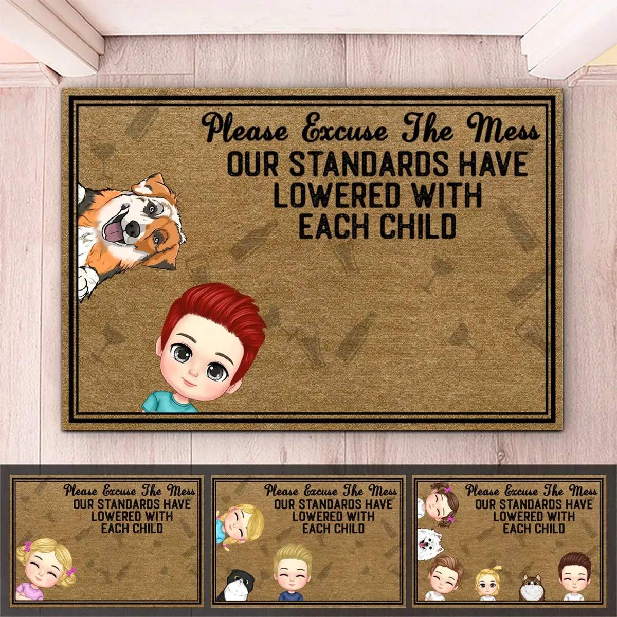 Family - Please Excuse The Mess Our Standards - Personalized Doormat