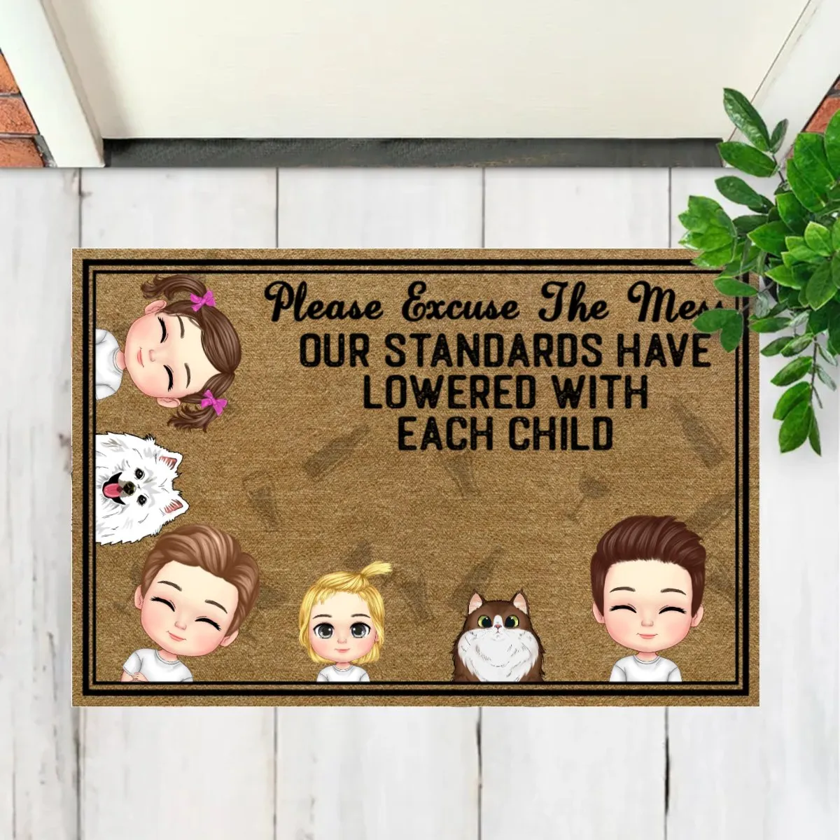 Family - Please Excuse The Mess Our Standards - Personalized Doormat