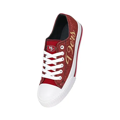 FOCO San Francisco 49ers NFL Womens Color Glitter Canvas Shoes - 8