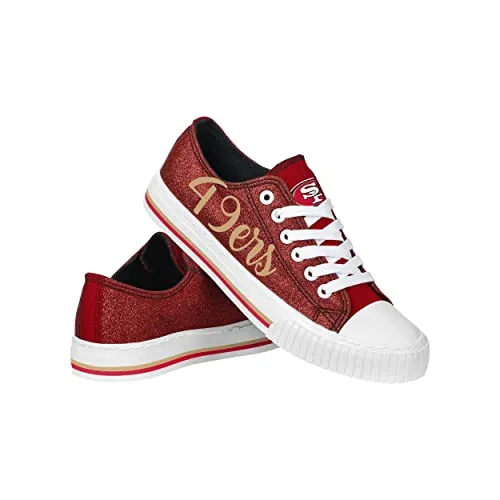 FOCO San Francisco 49ers NFL Womens Color Glitter Canvas Shoes - 8