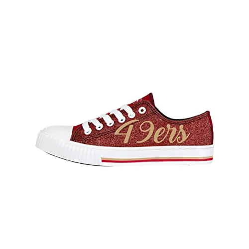 FOCO San Francisco 49ers NFL Womens Color Glitter Canvas Shoes - 8