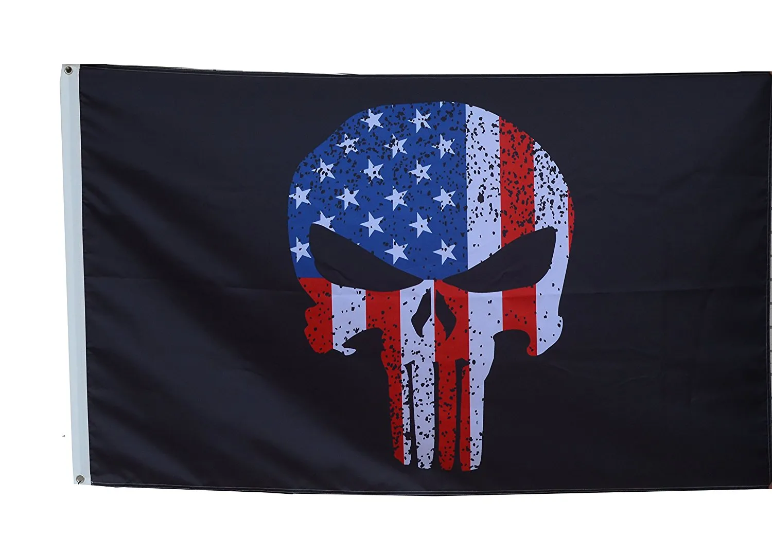 Fyon No Shoes Nation Flag Banner WhitePunisher Skull USA Flag Banner