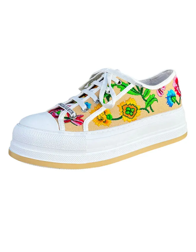 Gando Embroidered Floral Sneakers