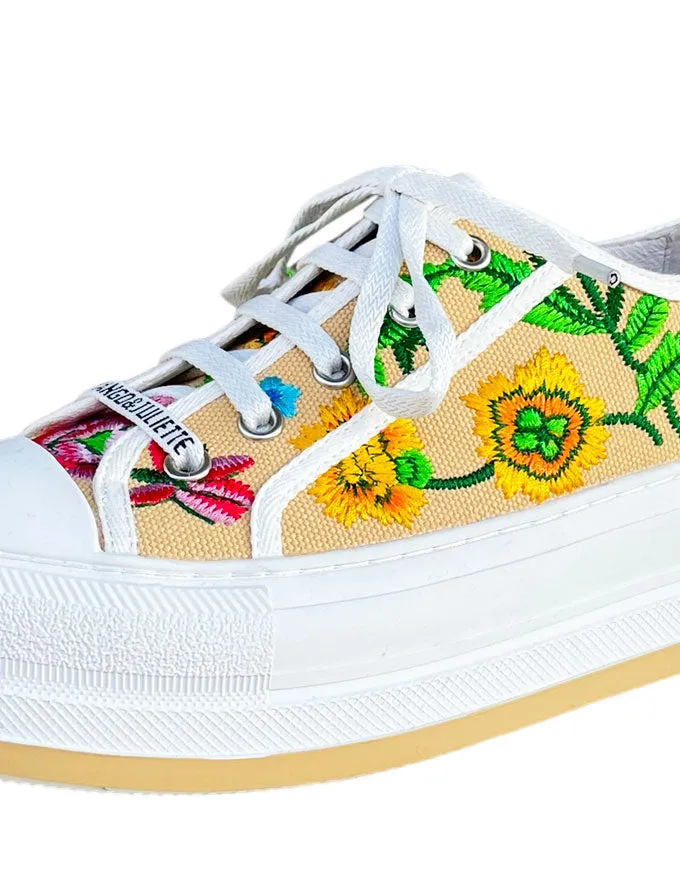 Gando Embroidered Floral Sneakers