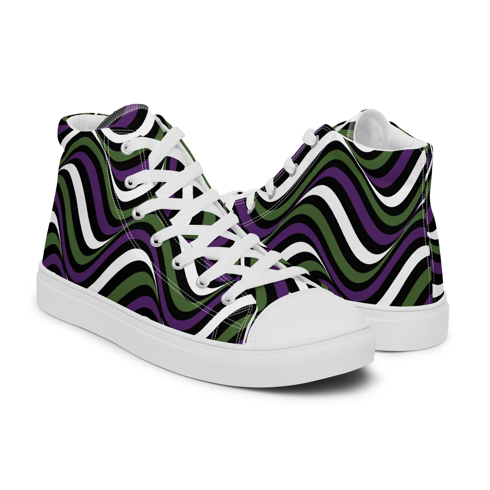 Genderqueer Wavey Women’s High Top Canvas Athletic Shoes