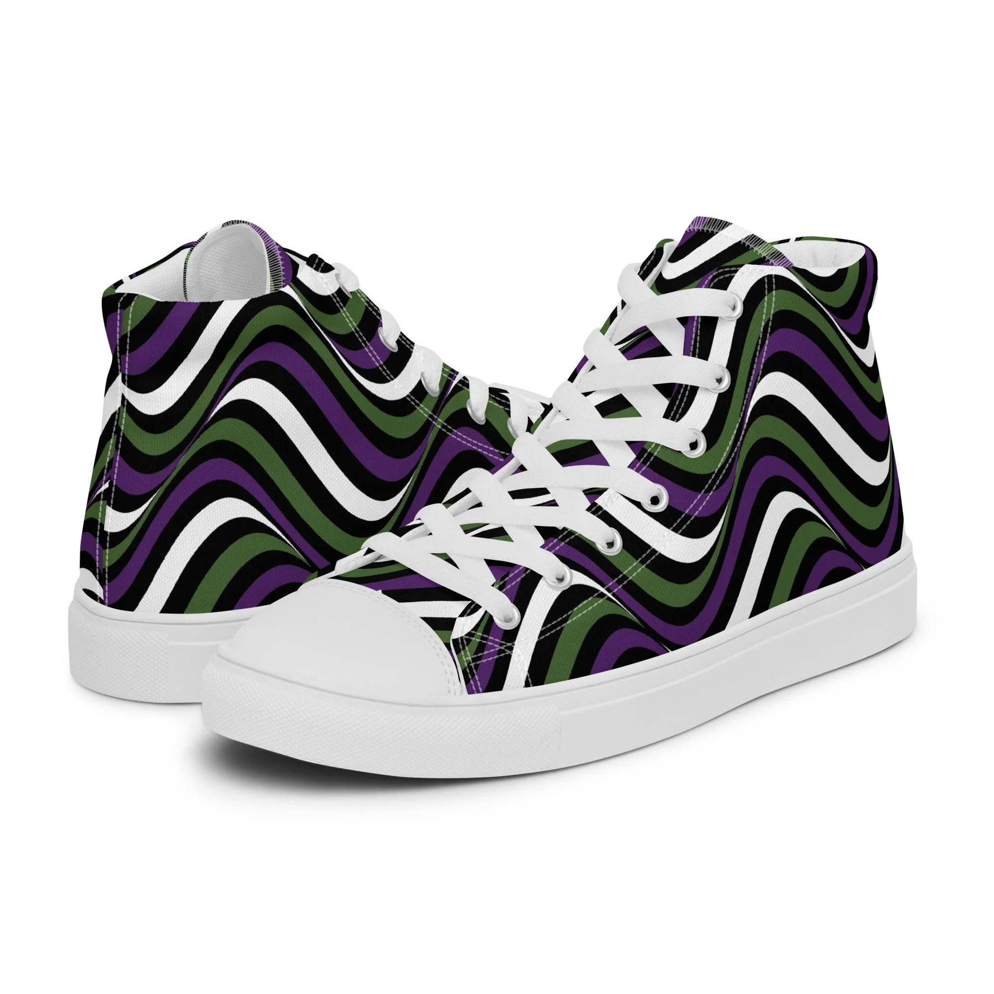 Genderqueer Wavey Women’s High Top Canvas Athletic Shoes