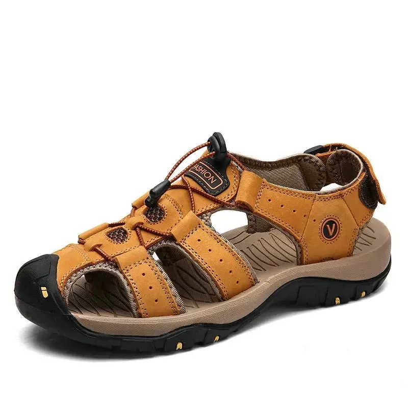 Genuine Leather Sandals Soft Outdoor Casual Shoes Men Brand Summer Footwear New Large Size 38-48 Fashion Sandals For Men v2