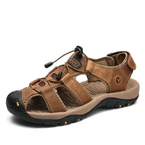 Genuine Leather Sandals Soft Outdoor Casual Shoes Men Brand Summer Footwear New Large Size 38-48 Fashion Sandals For Men v2