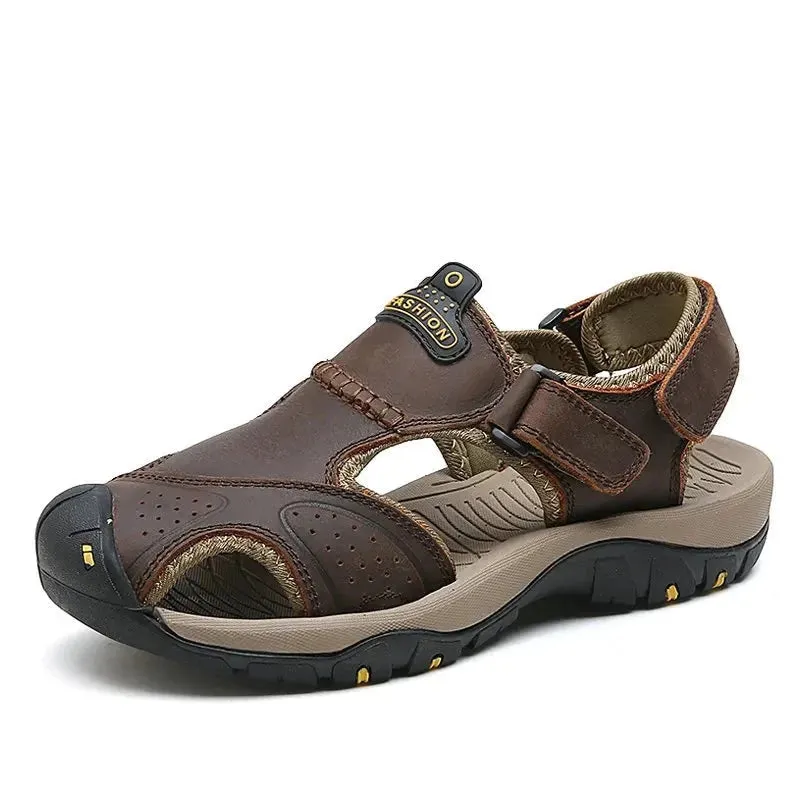 Genuine Leather Sandals Soft Outdoor Casual Shoes Men Brand Summer Footwear New Large Size 38-48 Fashion Sandals For Men v2