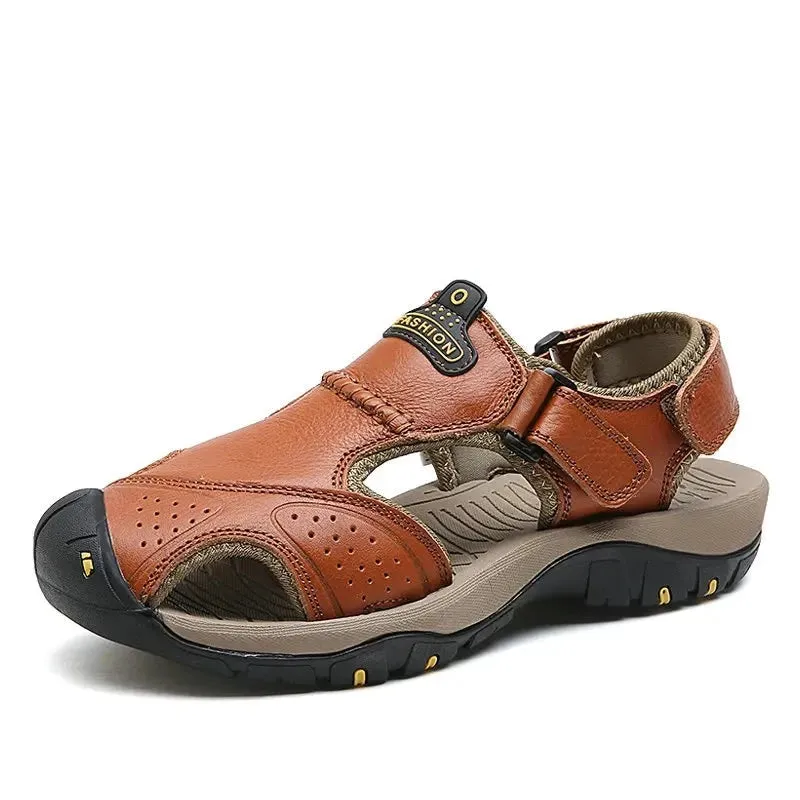 Genuine Leather Sandals Soft Outdoor Casual Shoes Men Brand Summer Footwear New Large Size 38-48 Fashion Sandals For Men v2