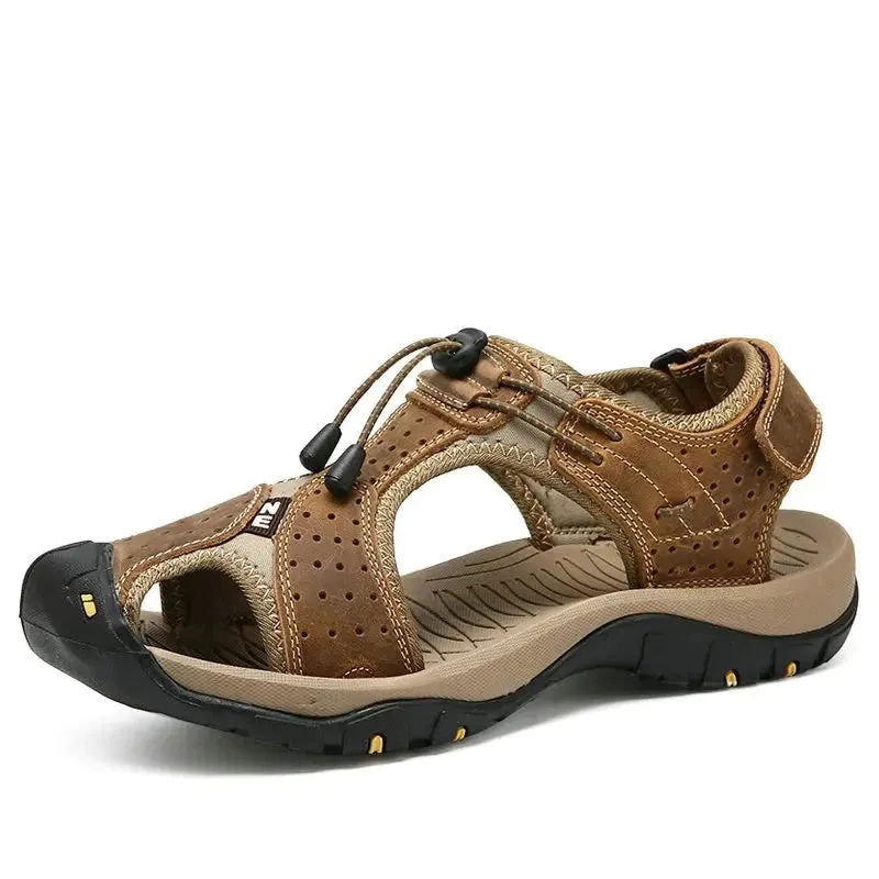 Genuine Leather Sandals Soft Outdoor Casual Shoes Men Brand Summer Footwear New Large Size 38-48 Fashion Sandals For Men v2