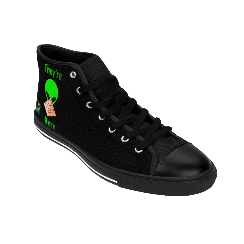 Green Alien Pyramid Men's High-top Sneakers