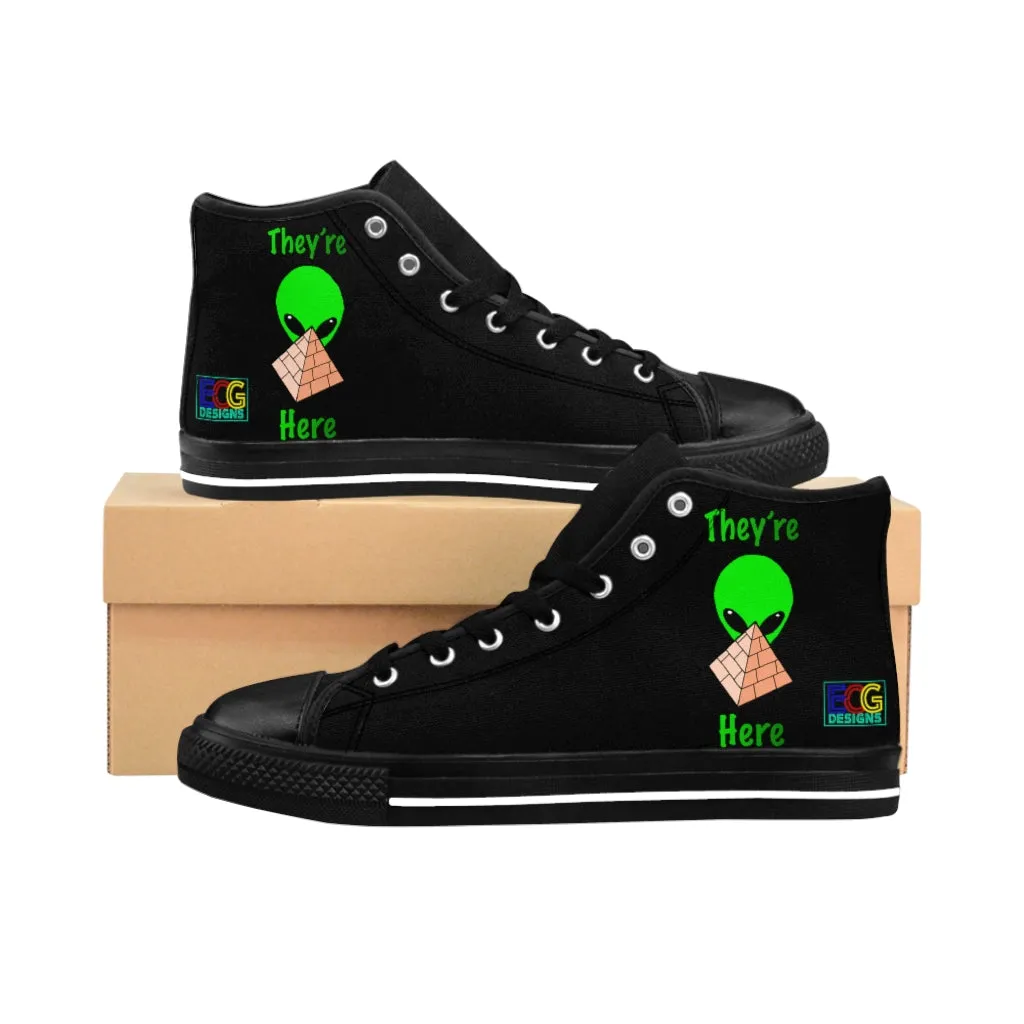 Green Alien Pyramid Men's High-top Sneakers