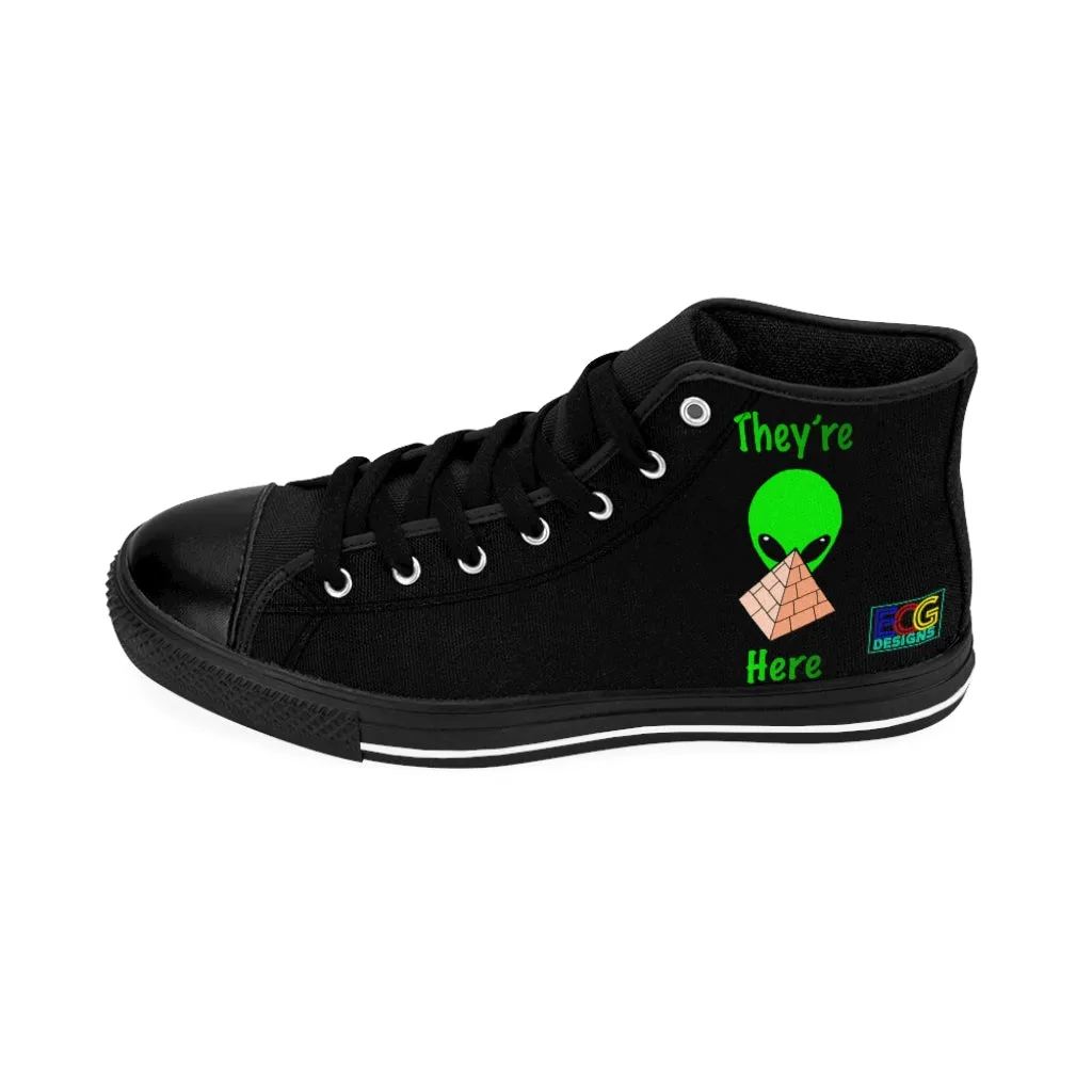 Green Alien Pyramid Men's High-top Sneakers