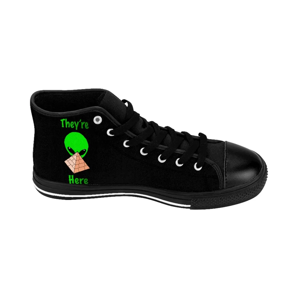 Green Alien Pyramid Men's High-top Sneakers