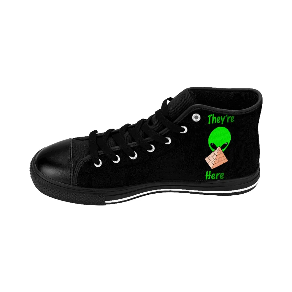 Green Alien Pyramid Men's High-top Sneakers