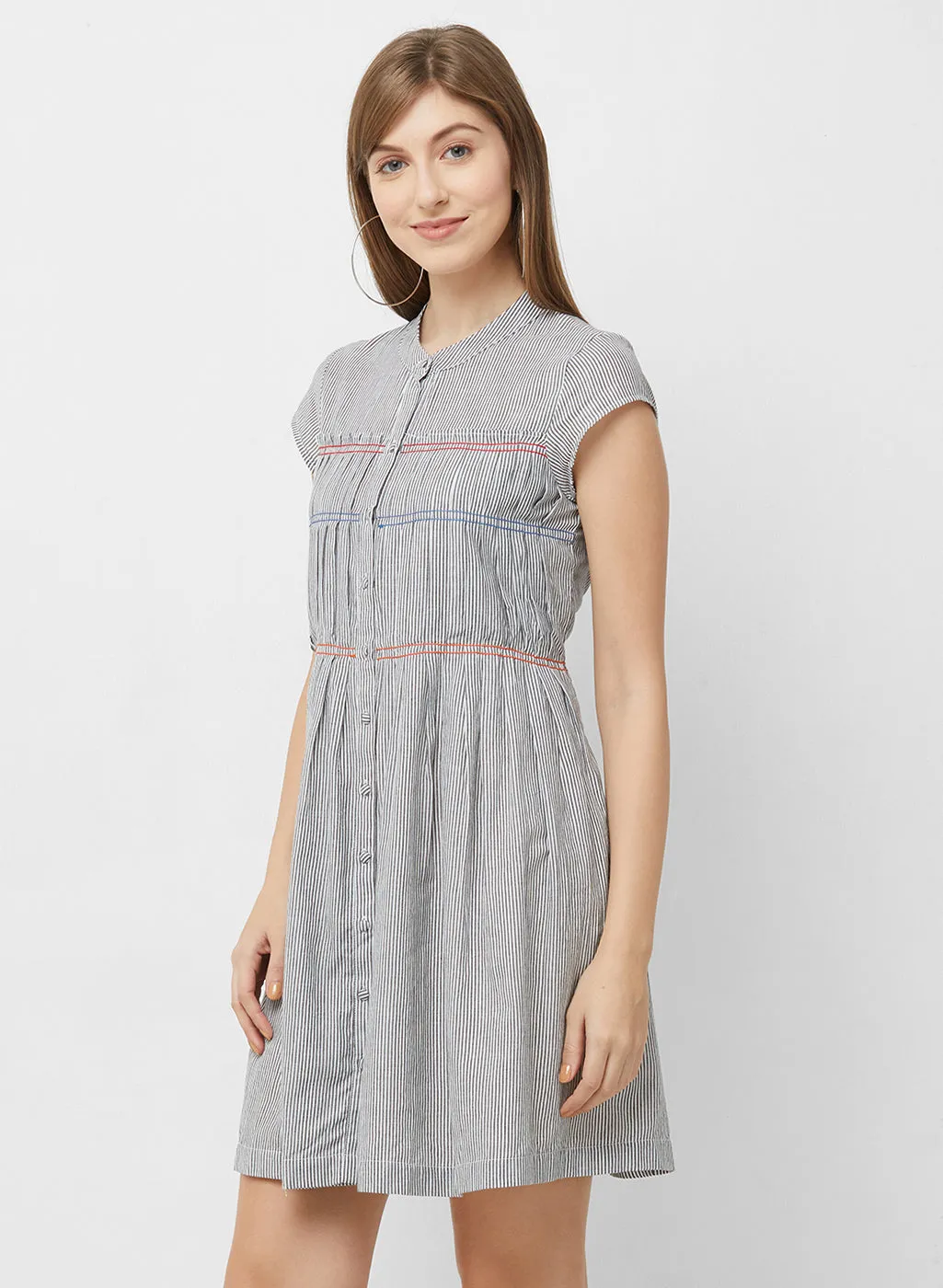 Grey Stripes Short Dress