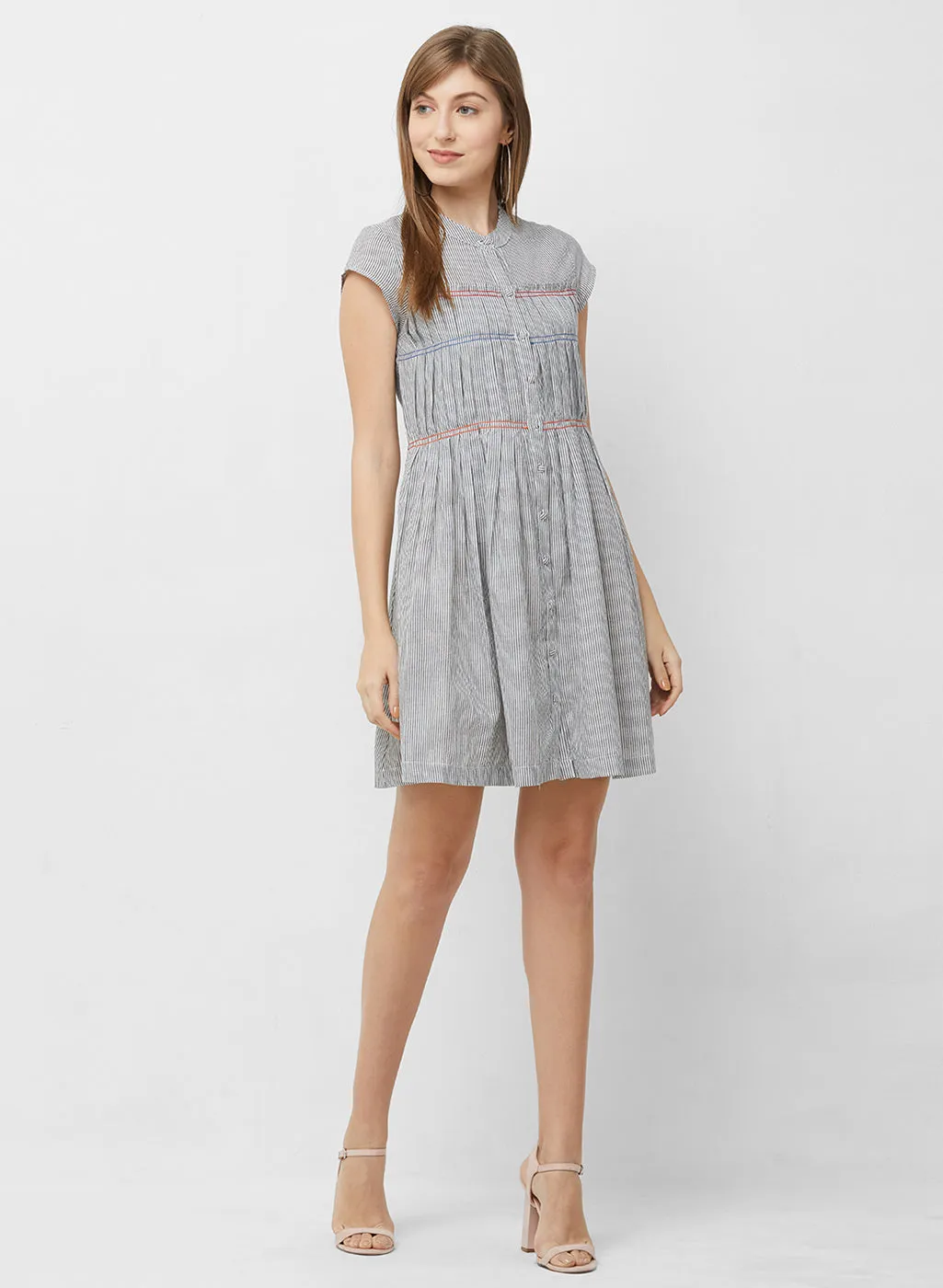 Grey Stripes Short Dress