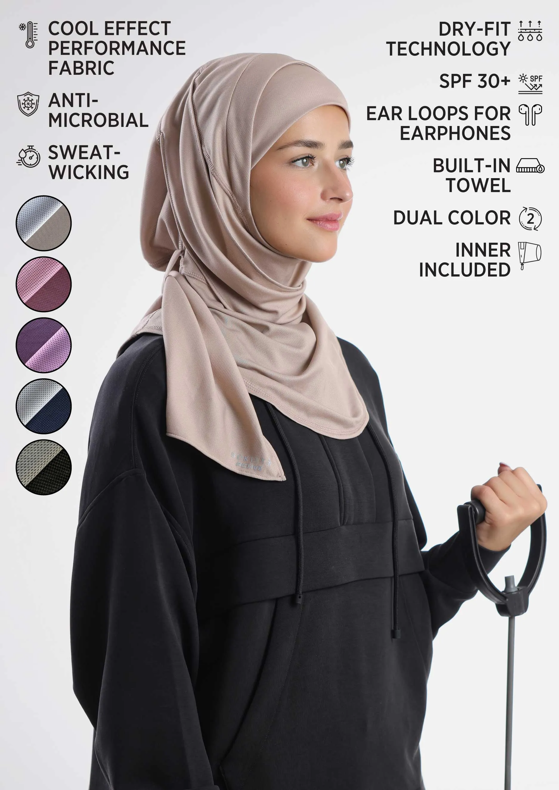 Gym Sports Hijab Dual Color - Non Reversible