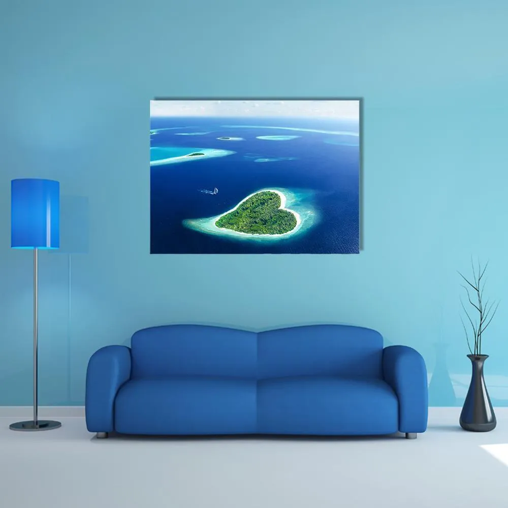 Heart Shaped Island Canvas Wall Art