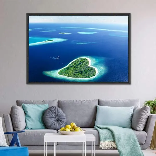 Heart Shaped Island Canvas Wall Art