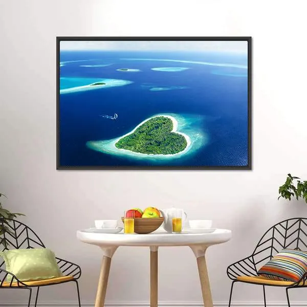 Heart Shaped Island Canvas Wall Art