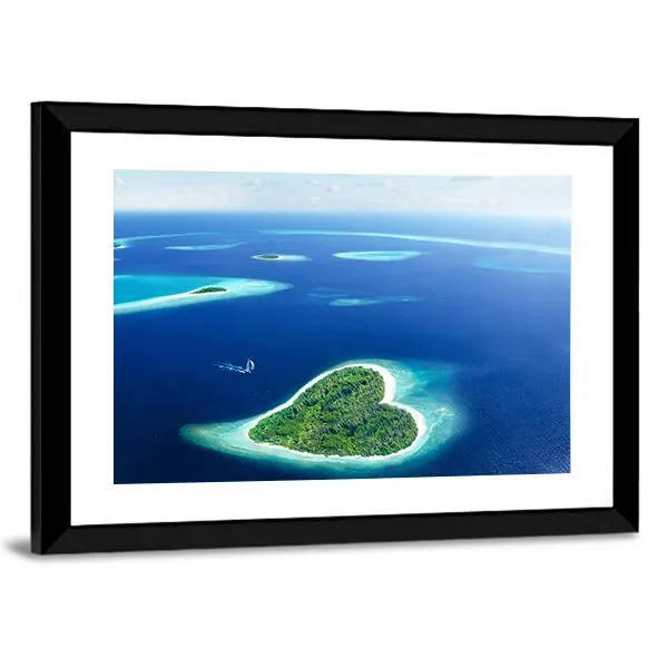 Heart Shaped Island Canvas Wall Art