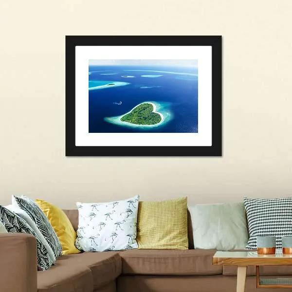 Heart Shaped Island Canvas Wall Art