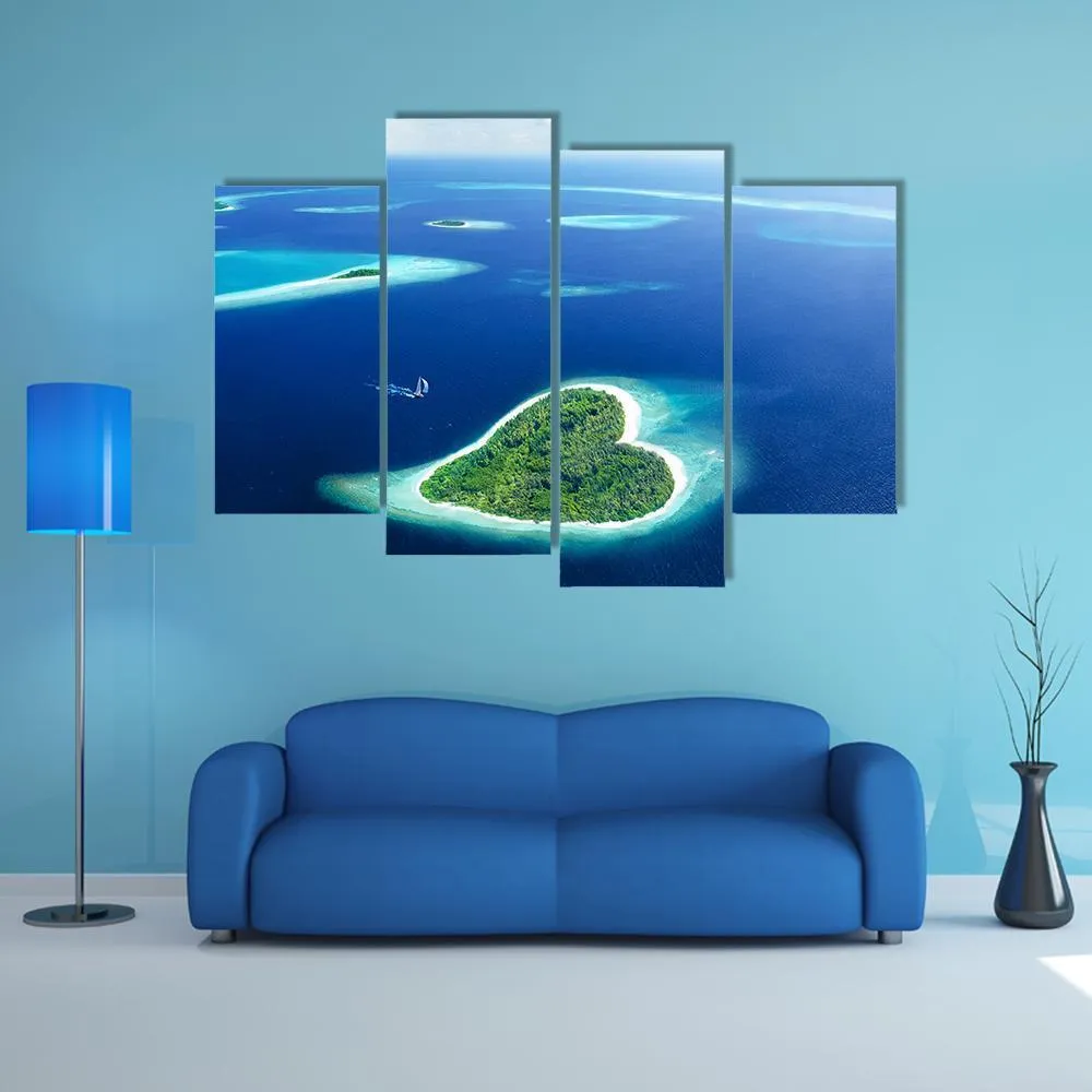 Heart Shaped Island Canvas Wall Art