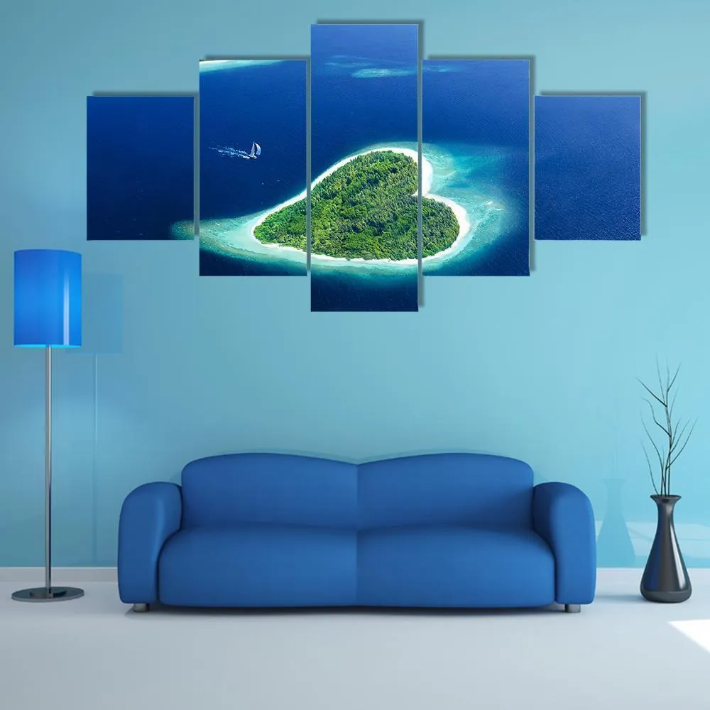 Heart Shaped Island Canvas Wall Art