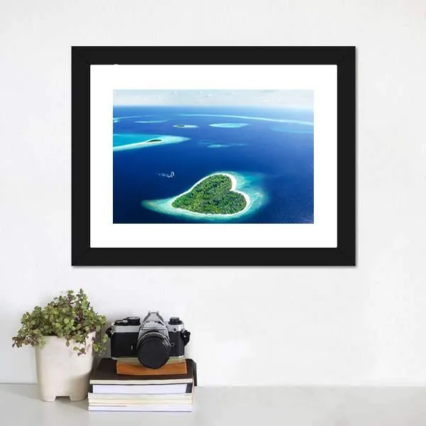 Heart Shaped Island Canvas Wall Art