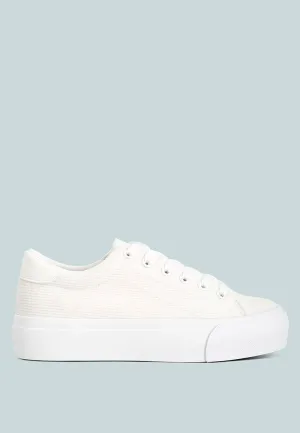 Hyra Solid Flatform Canvas Sneakers