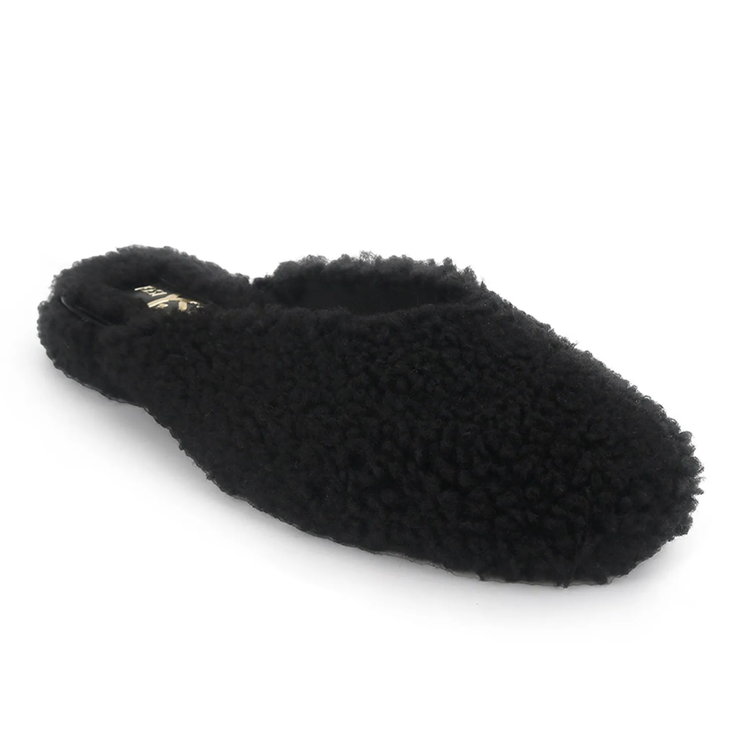 Jessy Slipper in Black Faux Shearling