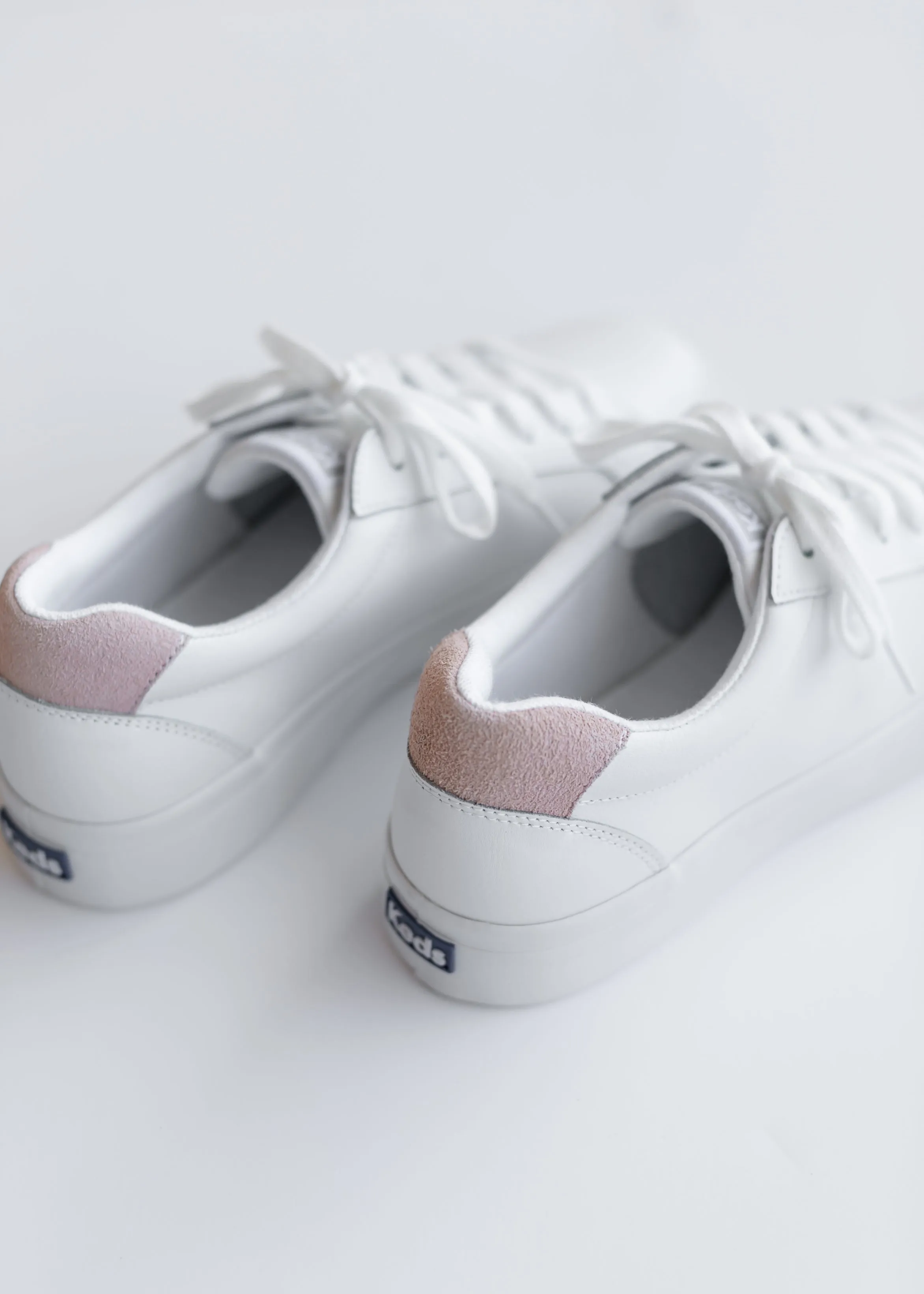 Keds® Pursuit White and Blush Leather Sneakers