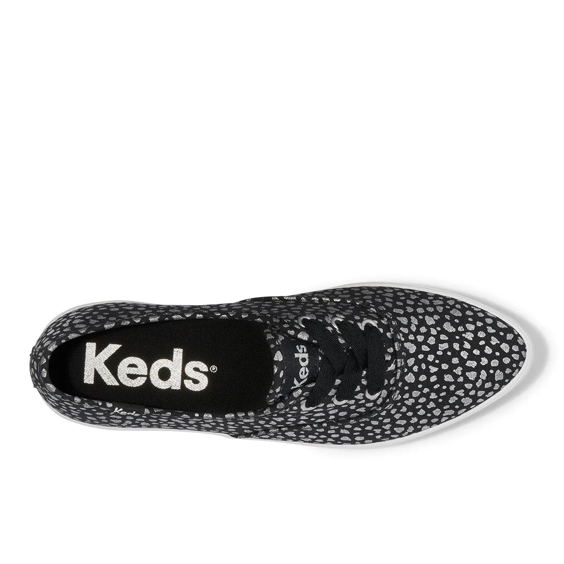 Keds Womens' Point Canvas Mini Dot Print  Black/Silver (WF68017)