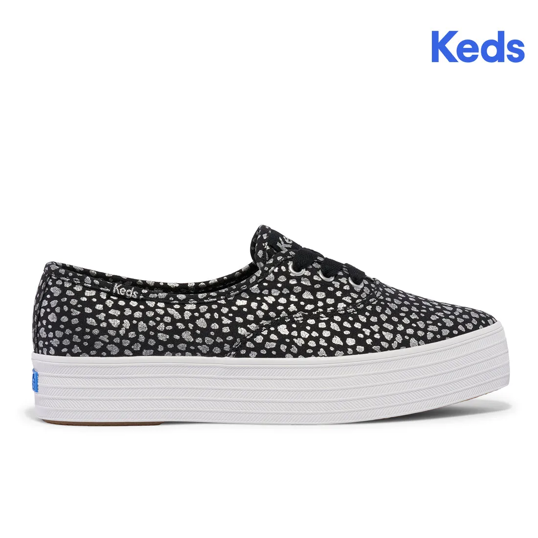 Keds Womens' Point Canvas Mini Dot Print  Black/Silver (WF68017)