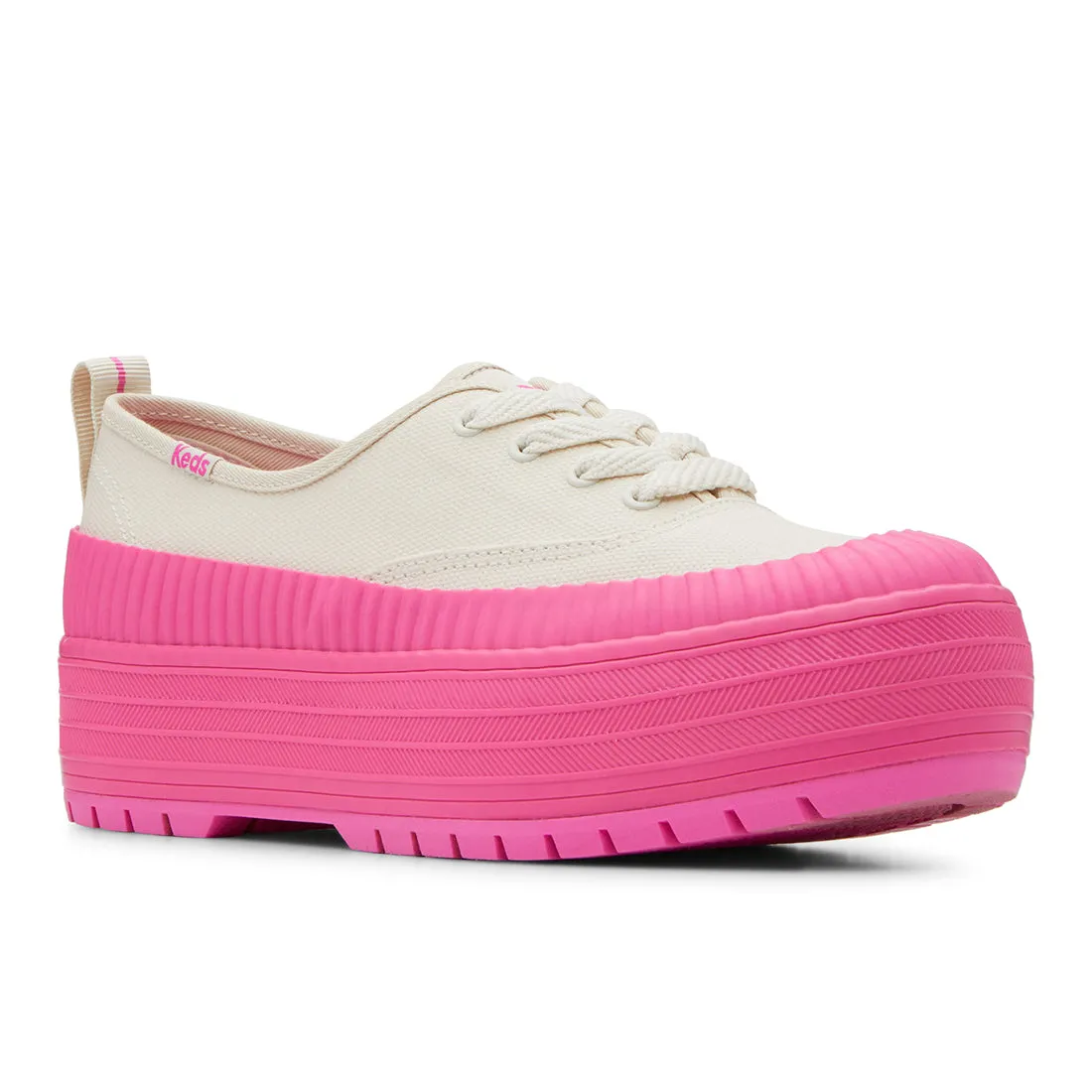 Keds Womens' The Platform Lug Weatherized Oatmeal/Pink (WF68106)