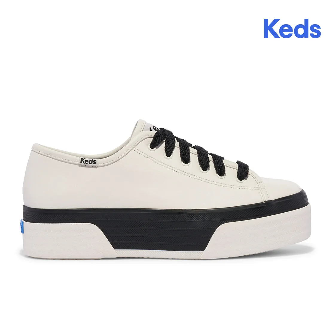 Keds Womens' Triple Up Leather Bumper Foxing Stripe White/Black (WH68143)