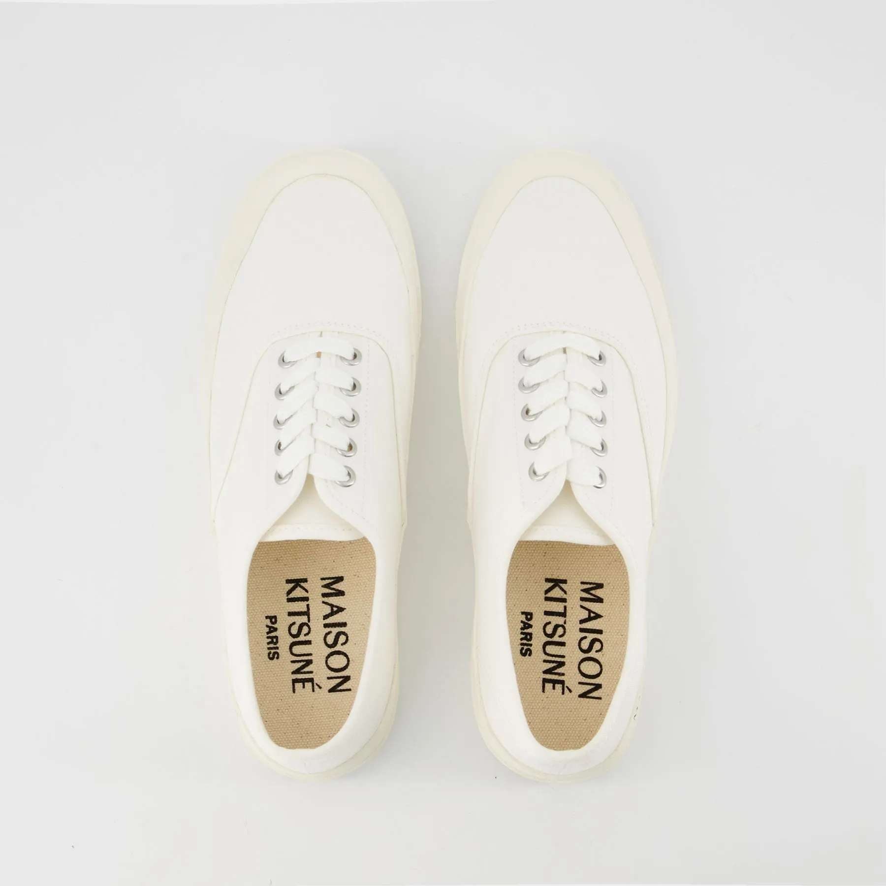 Lace-Up Sneakers in White Canvas