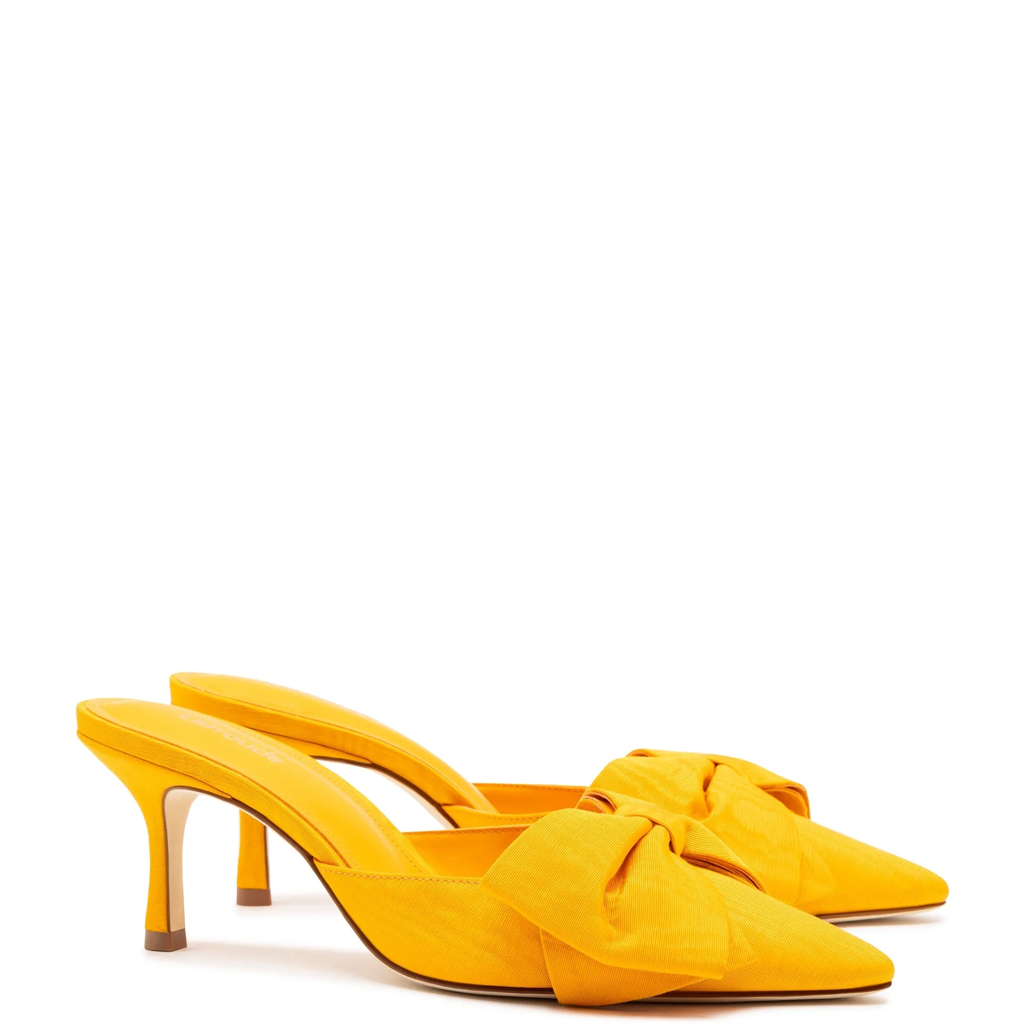 Larroude Mini Elle Pump in Mango Fabric