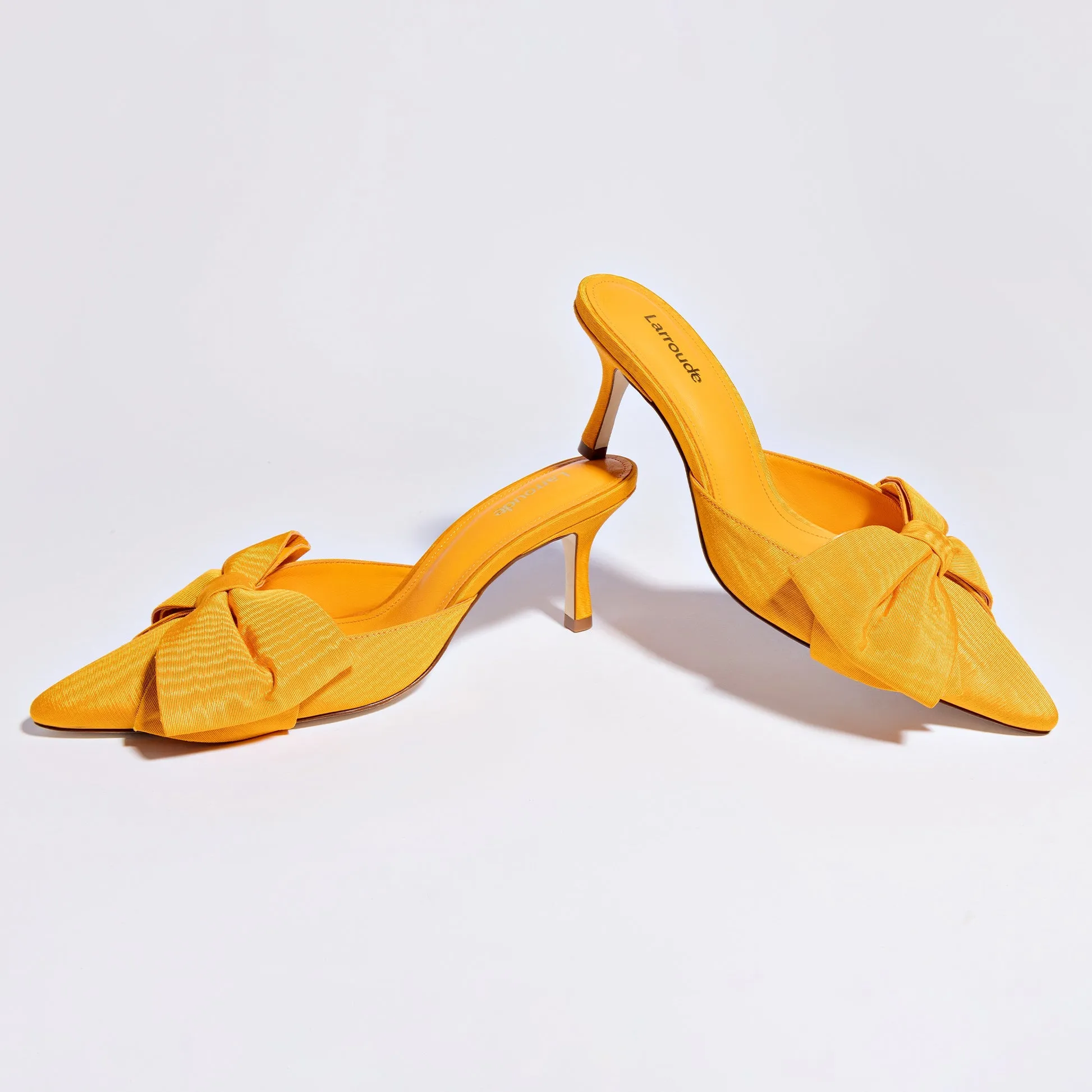 Larroude Mini Elle Pump in Mango Fabric